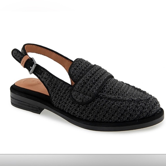 Kenneth Cole Gentle Souls Raffia Sling Back Loafer Black Sz 9.5 NIB - Picture 1 of 15